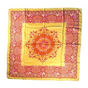Vintage Versace Silk Scarf – Yellow Medallion Paisley Print